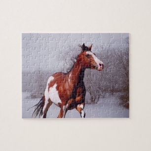 Peignez le puzzle de neige de cheval