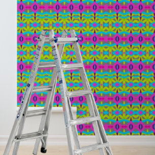 Peindre et coller papier peint gras rose bleu jaun