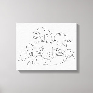 Peindre le Citrouille visage de chat sur toile env