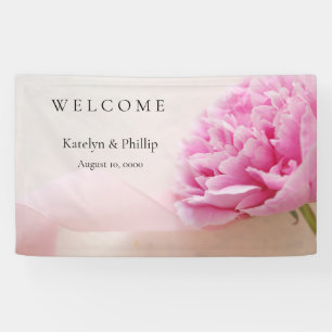 Peine rose avec bannière ruban