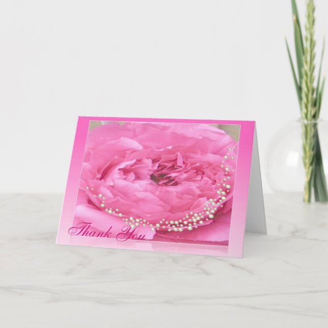 Peine rose avec Carte de remerciements perles (Devant)