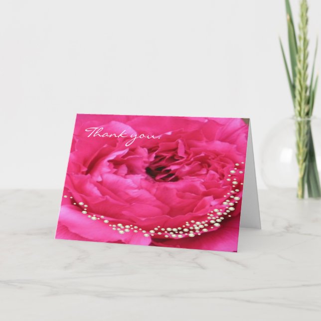 Peine rose avec Carte de remerciements perles (Devant)