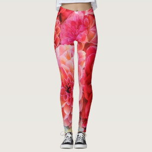 Peine rose Florale Fleurs de pivoines Leggings d'a