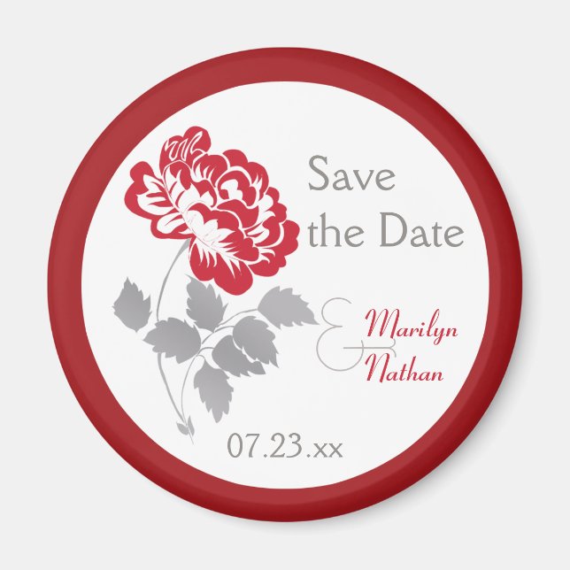 Peine rouge sur le mariage blanc Favor Magnet (Devant)