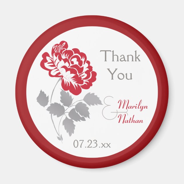 Peine rouge sur le mariage blanc Favor Magnet (Devant)