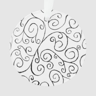 Peint à la main Motif de courbe noire sur blanc