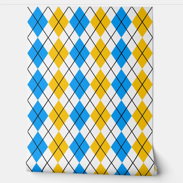 Peint Bleu jaune Jacquard blanc Diamant Design Papier pe (Déroulement)