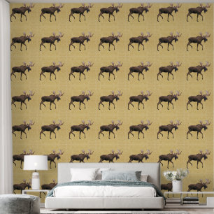 Peint Bull Moose Sur Ancien Papier