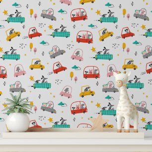 Peint Chiots Mignons Conduisant des Voitures Papier Pein