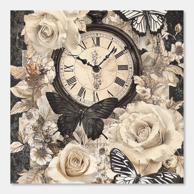 Peint Compas vintage et papillon - Papier rustique (4) (Recto)