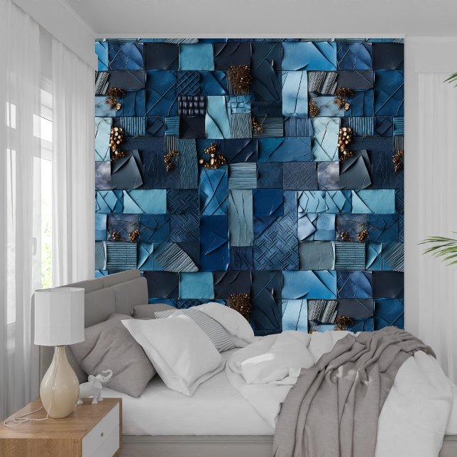 Peint marine bleu indigo collage papier texture (navy blue indigo collage paper texture wallpaper)
