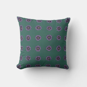 Peint Motif Asters violet sur Coussin vert foncé