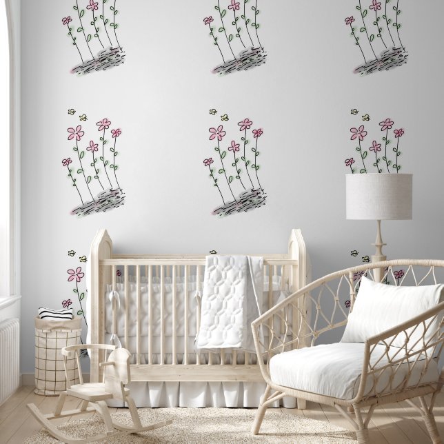 Peint PAPIER BLANC ROSE fleur sauvage (Enfants)