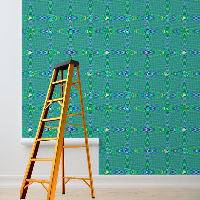 Peint Papier peel et bâton bleu vert Zig-zag (Peel and Stick Wallpaper Blue Green Zig-zag Wallpaper)