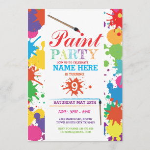 PEINT PARTY INVITATIONS ENFANTS NEON FUN ART INK A