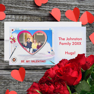 Peint Valentine Coeur 8" x 4" Carte photo