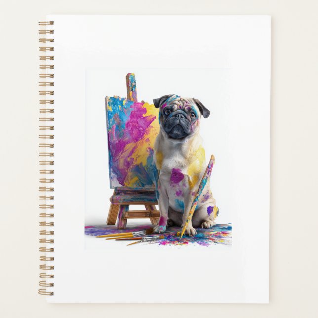 Peintre Pug � Chien d'art abstrait (Devant)