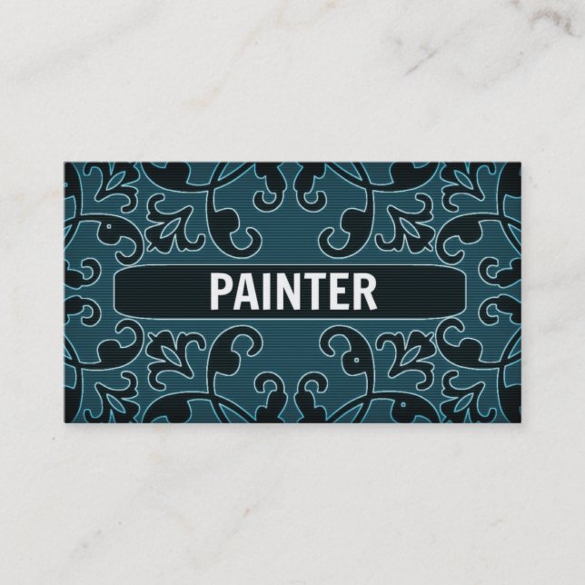 Peintre Turquoise Damask Carte de visite (Devant)
