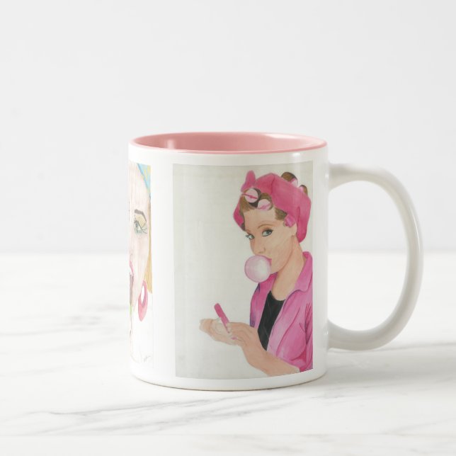 Peinture à la main Art 3 peintures Lady Coffee Mug (Droit)