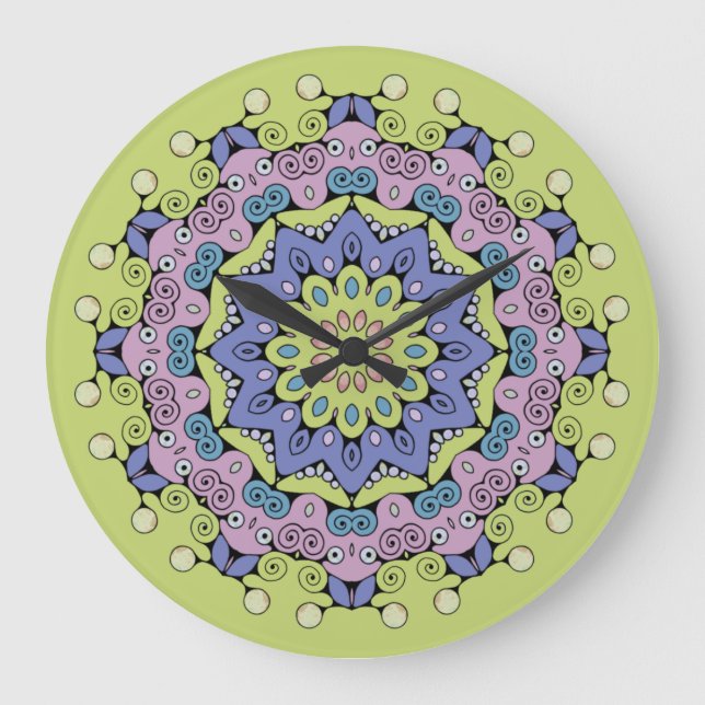 Peinture à la main Mandala Horloge Face 2 (Recto)