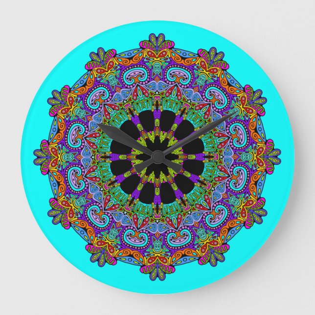 Peinture à la main Mandala Horloge Face 24 (Recto)