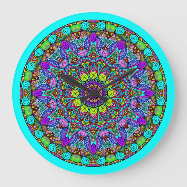 Peinture à la main Mandala Horloge Face 4 (Recto)