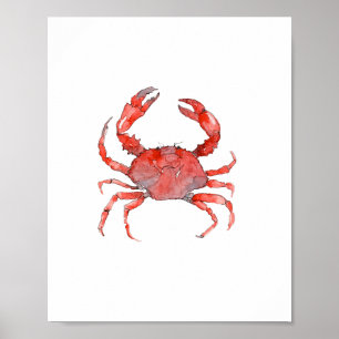 Peinture à l'aquarelle Crabe Rouge décoration mura