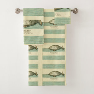 Peinture à l'aquarelle de baleine ancienne Narwhal