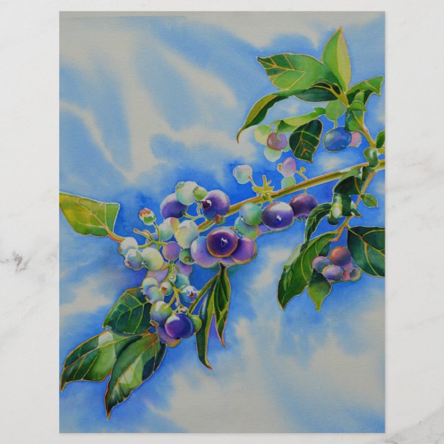 peinture à l'aquarelle de bleuet (Devant)
