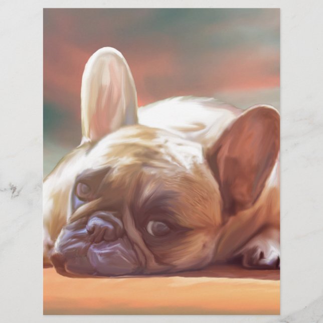 Peinture à l'aquarelle de Bouldog français mignon (Devant)