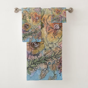 Peinture à l'aquarelle de jardin de fleurs Chic Ca
