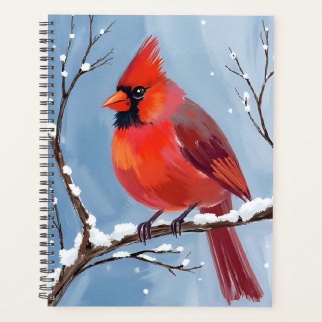 Peinture à l'aquarelle de l'oiseau rouge cardinal  (Devant)