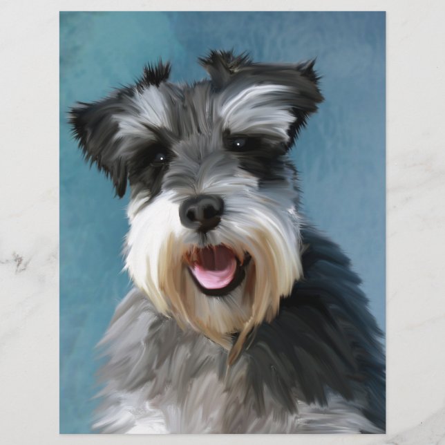 Peinture à l'aquarelle de Schnauzer Nain (Devant)