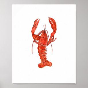 Peinture à l'aquarelle Homard Rouge décoration mur