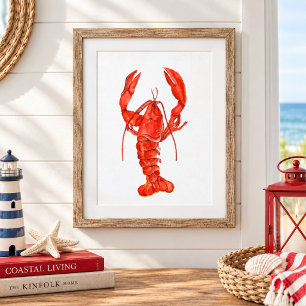 Peinture à l'aquarelle Homard Rouge décoration mur