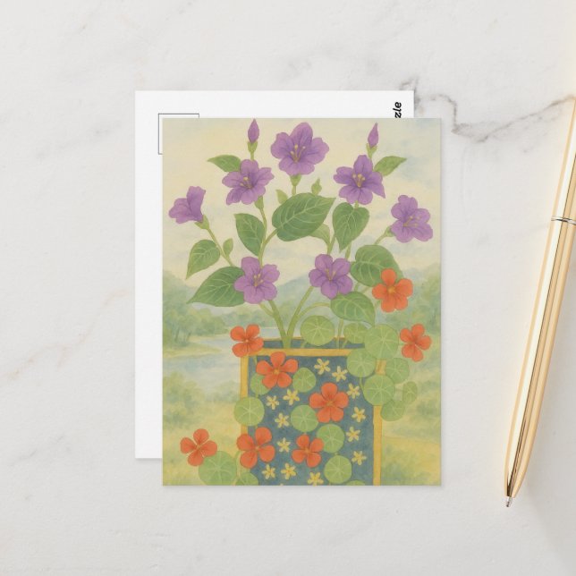 Peinture à l'eau Carte postale (Devant/Arrière en situation)