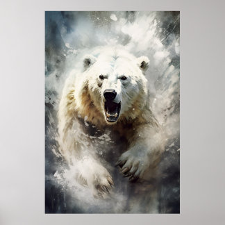Peinture à l'encre d'un poster d'ours blanc