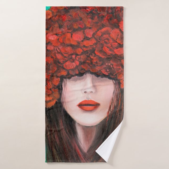 Peinture à l'huile Abstraite montrant le visage de (Serviette de bain)