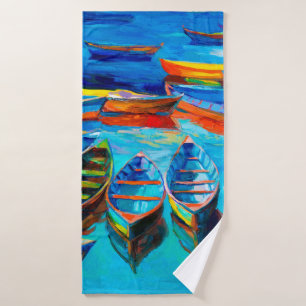 peinture à l'huile de bateaux et mer sur toile. C