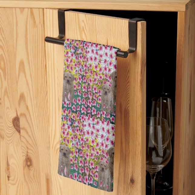 Peinture à l'huile de chiot Labrador, serviette de (Pliage en tiers)