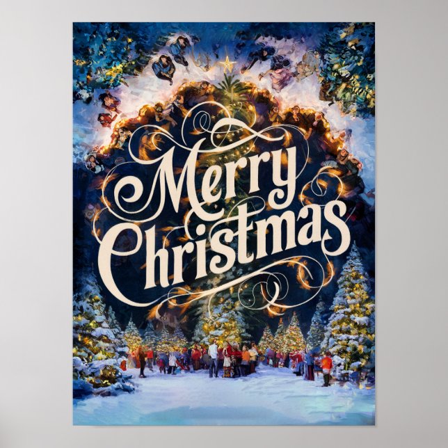 Peinture à l'huile de Noël pour affiches et imprim (Devant)