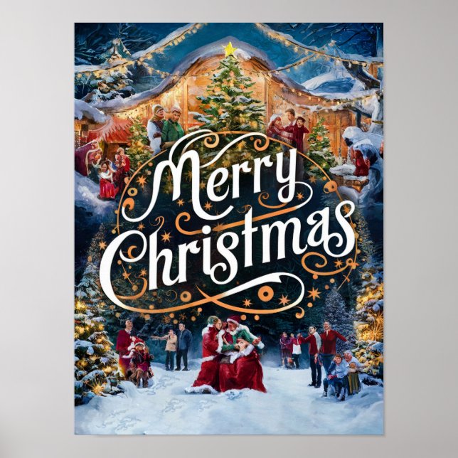 Peinture à l'huile de Noël pour affiches et imprim (Devant)
