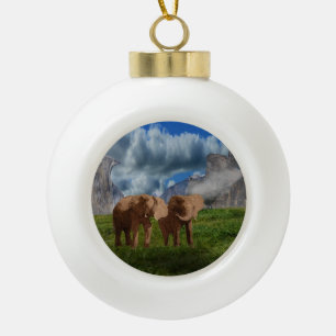 Peinture à l'huile d'éléphant Duo, Ornement de Noë