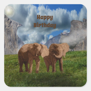 Peinture à l'huile Elephant Duo, Stickers Annivers