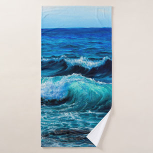 Peinture à l'huile montrant des vagues dans l'océa
