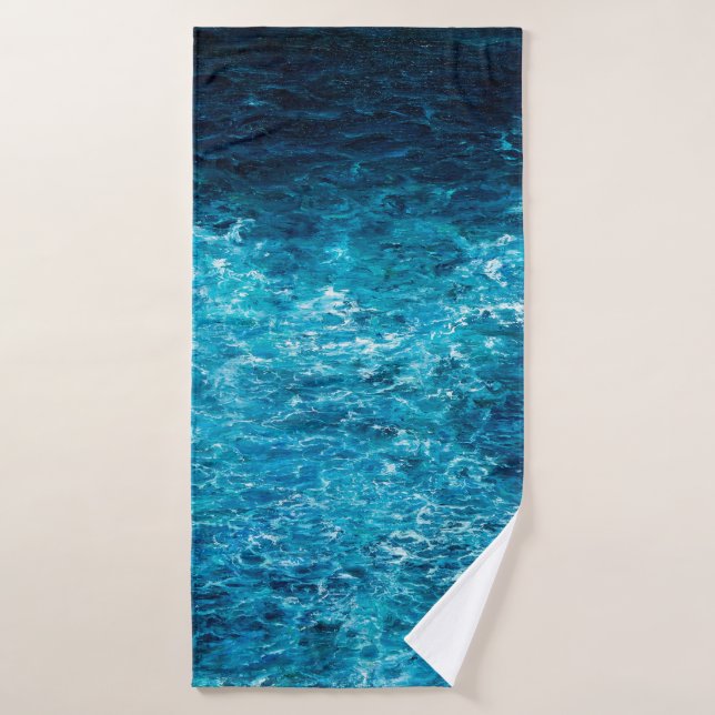 peinture à l'huile montrant les vagues de l'océan  (Serviette de bain)