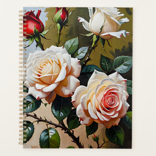 Peinture à l'huile rose blanche et rouge