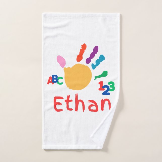 Peinture à main ABC pour enfant personnalisée 123 (Serviette à main)