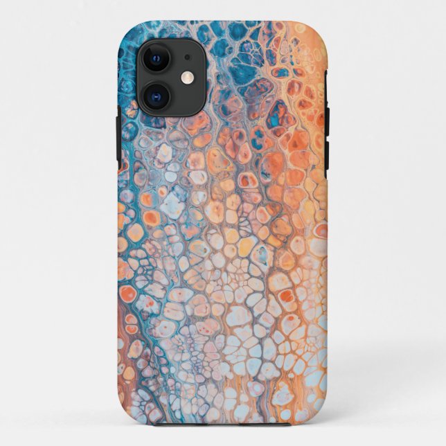 Peinture Abstraite avec cercles oranges coque ipho (Dos)