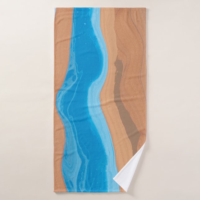PEINTURE ABSTRAITE BLEU ET BROWN (Serviette de bain)